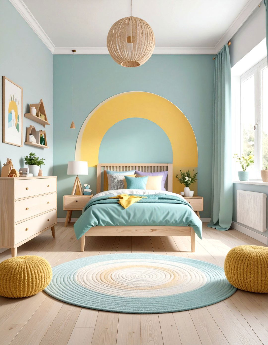 Playful Split Complementary Yellow Violet and Blue Green Kids Room - 30 interior design color wheel ideas