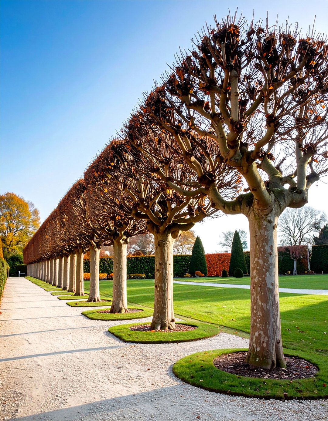 Pleached Hornbeam Trees - 30 tall backyard privacy ideas