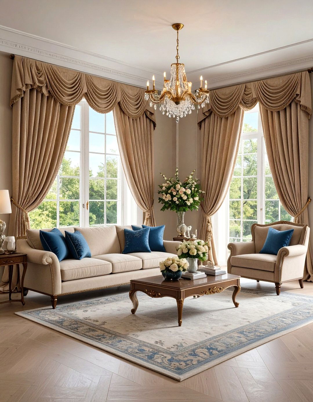 Pleated Drapes for a Tailored Finish - 30 living room window treatment ideas