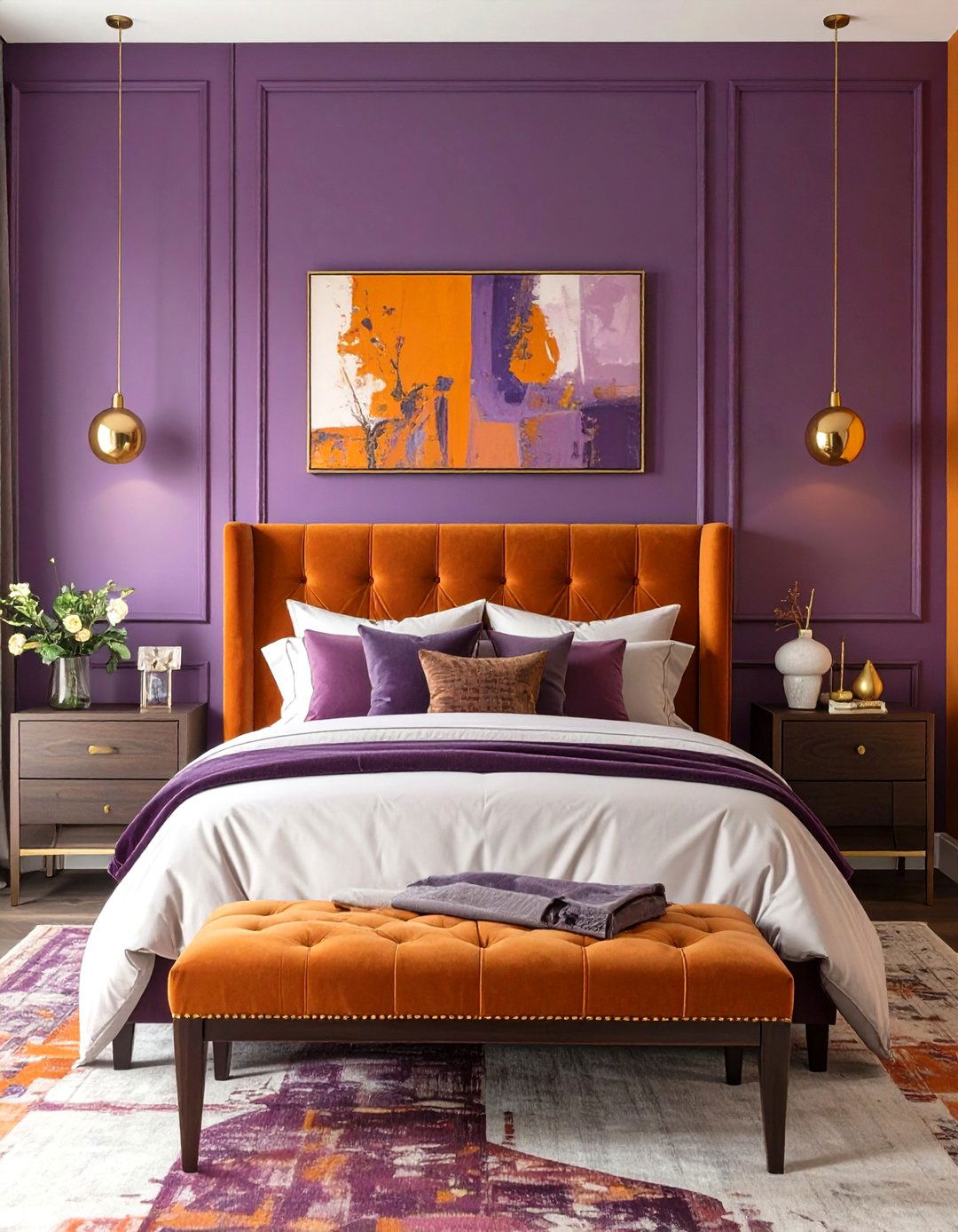 Plum and Burnt Orange Bedroom - 30 modern purple bedroom ideas
