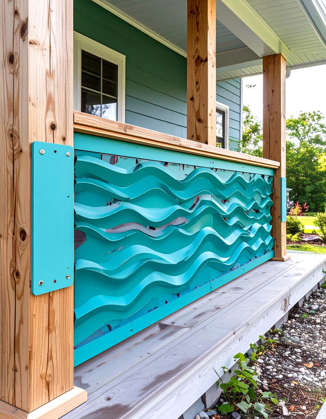 Plywood Cutout Panel Porch Railing - 30 cheap porch railing ideas