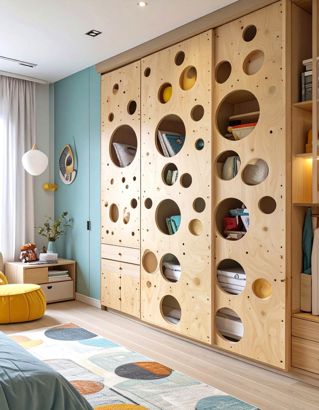 Plywood Overlay with Cutouts - 30 diy closet door ideas