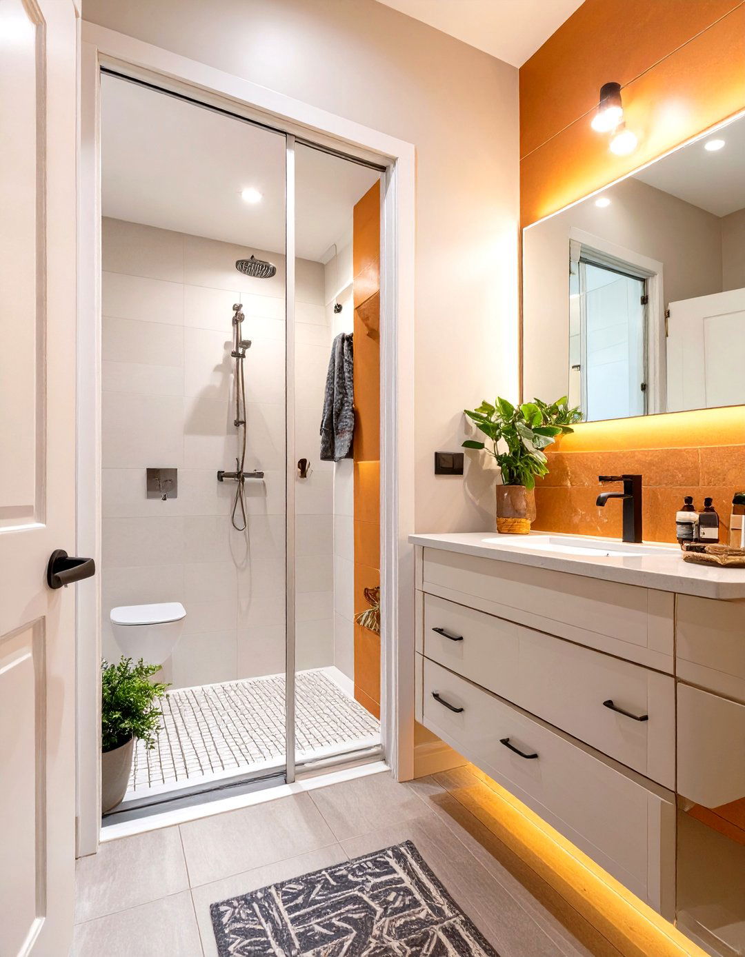 Pocket Door for Bathroom Entrance - 30 shower small bathroom ideas