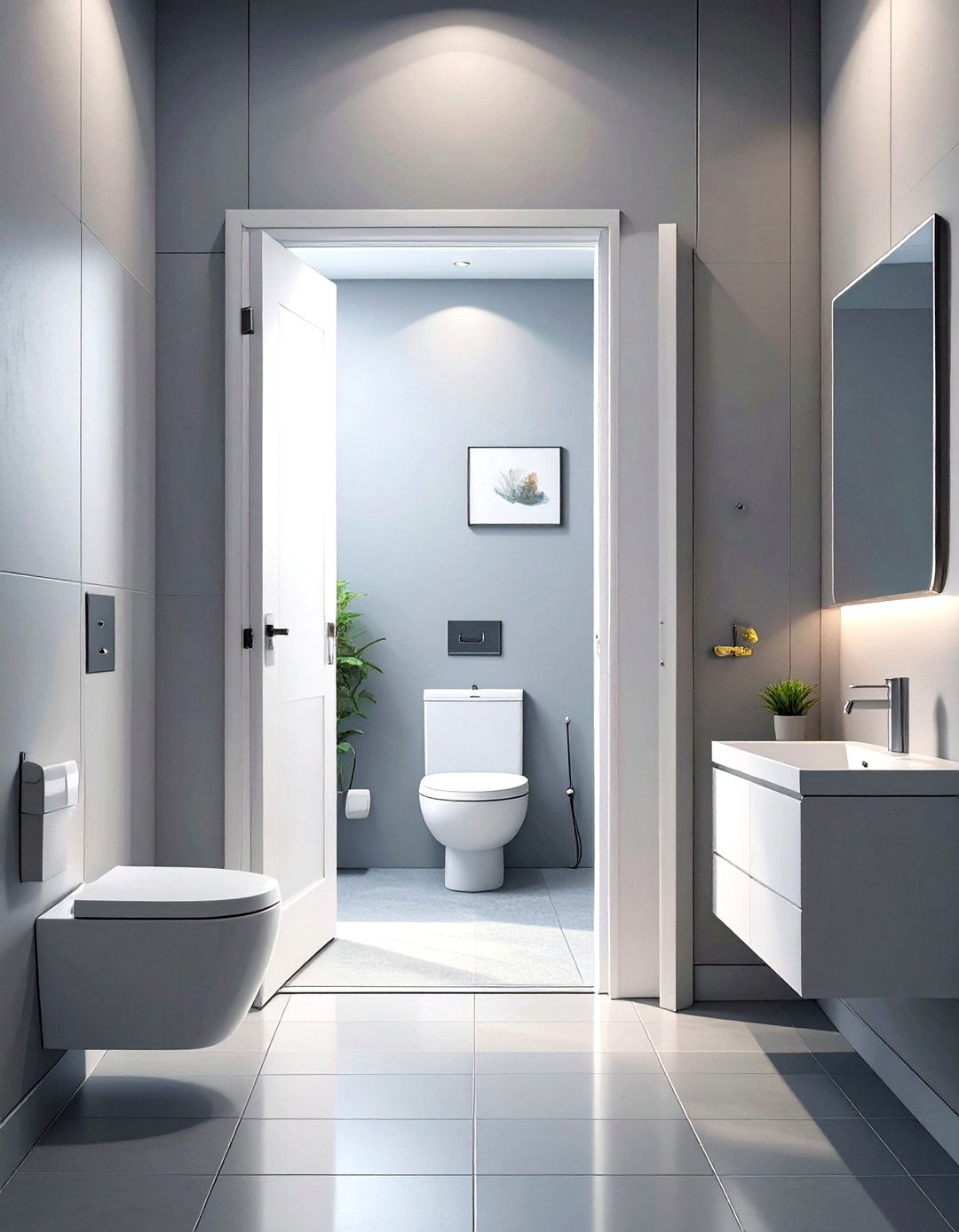 Pocket Doors for Unobstructed Bathroom Access - 30 small toilet and bathroom ideas