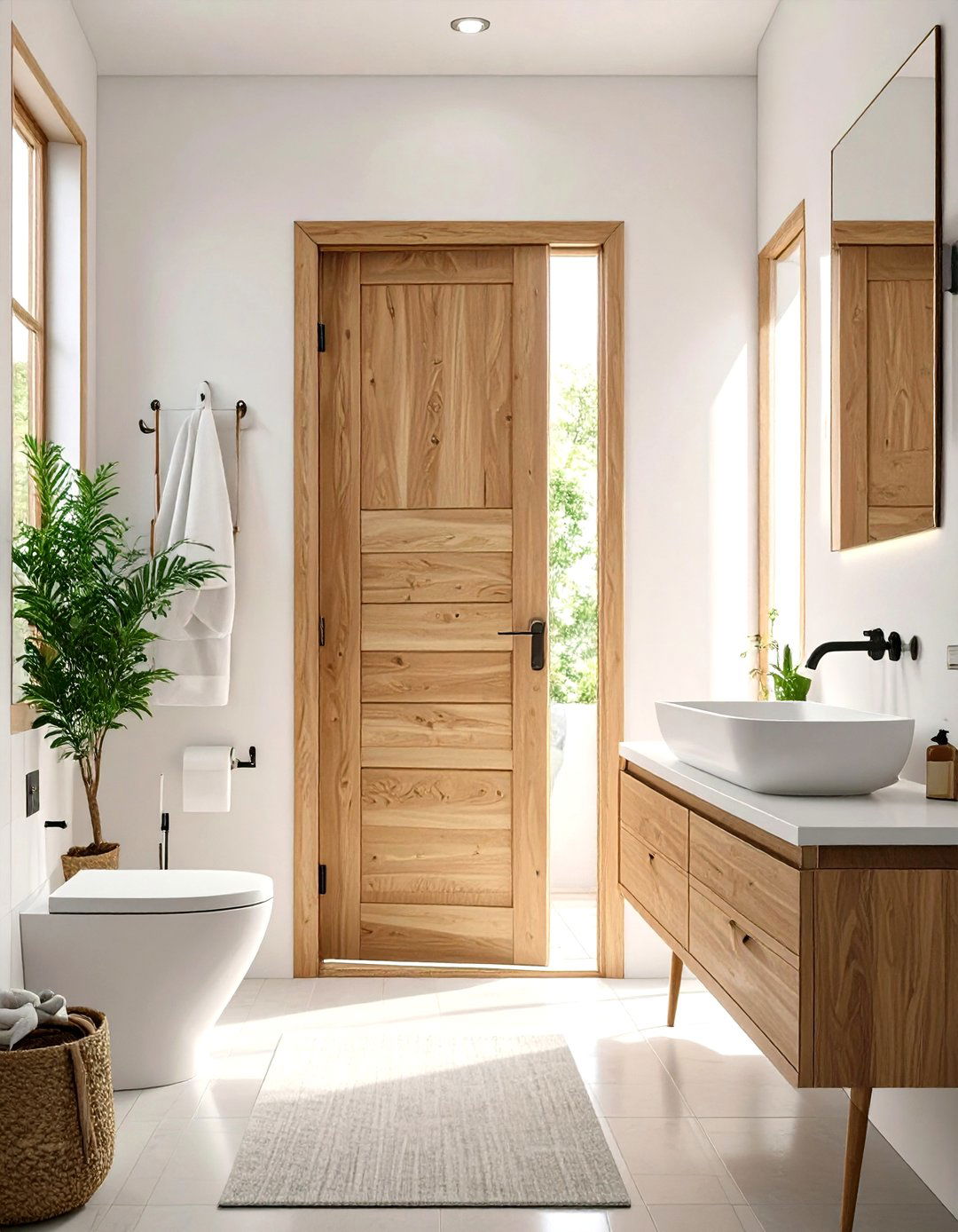 Pocket Doors to Save Swing Space - 30 small modern bathroom ideas