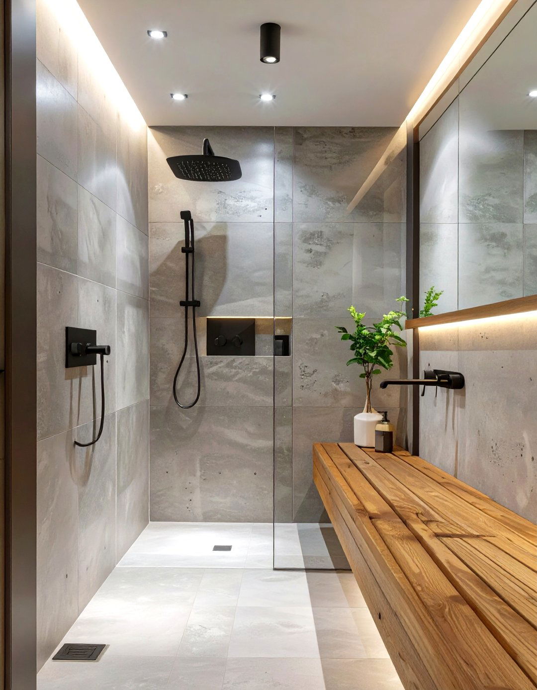 Polished Concrete Accent Wall - 30 bathroom accent wall ideas