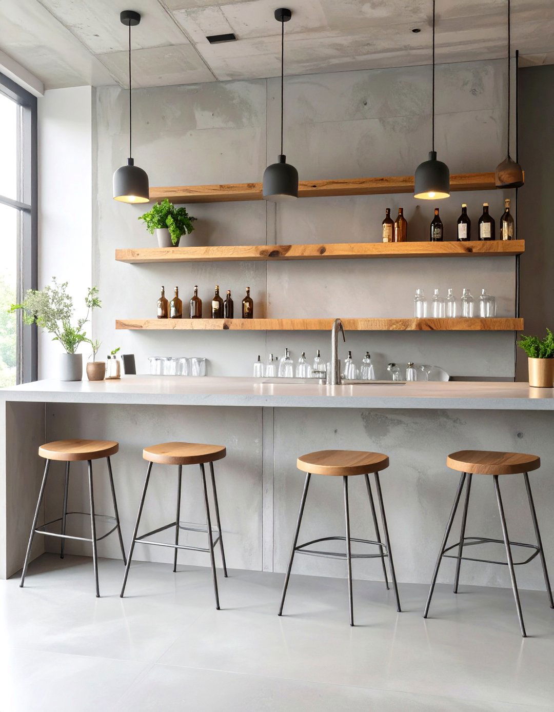 Polished Concrete Bar Backsplash - 30 bar backsplash ideas