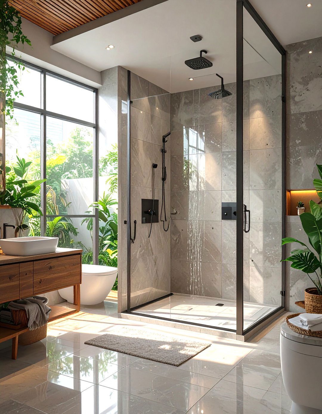 Polished Concrete Effect Tiles - 30 tile ideas for bathroom