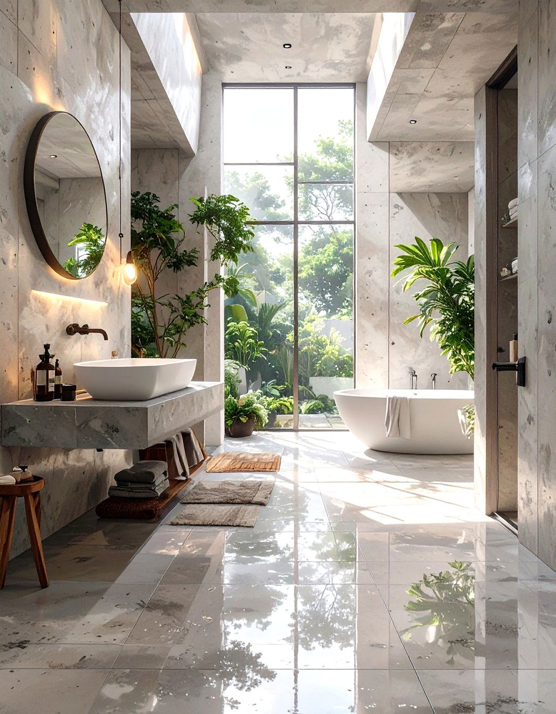 Polished Concrete Flooring - 30 small bathroom bathroom flooring ideas