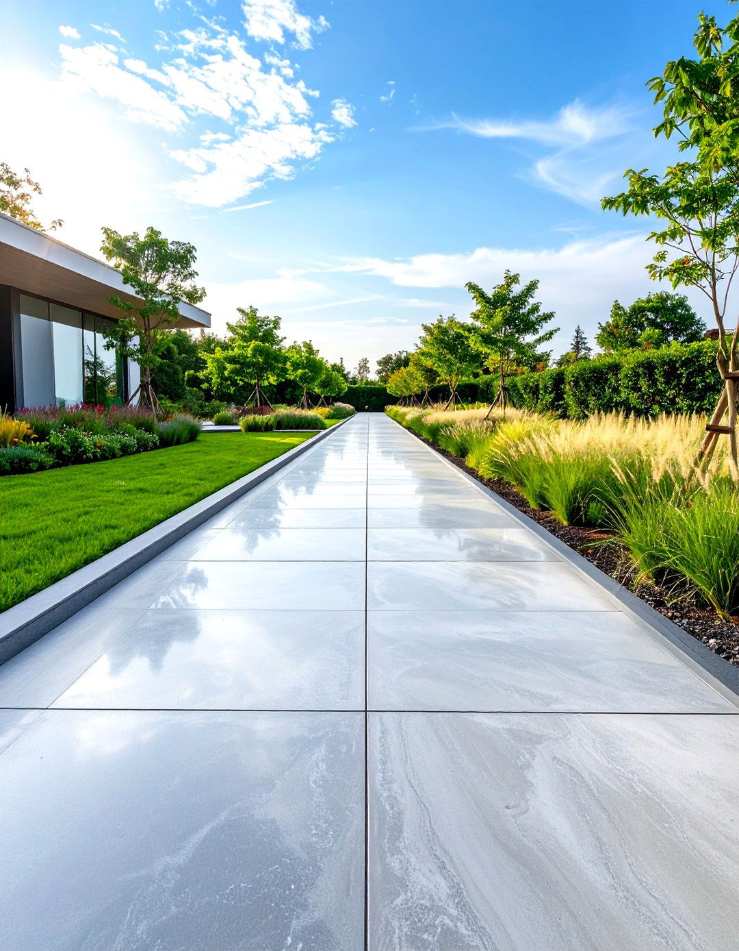 Polished Concrete Garden Walkway - 30 modern garden path ideas