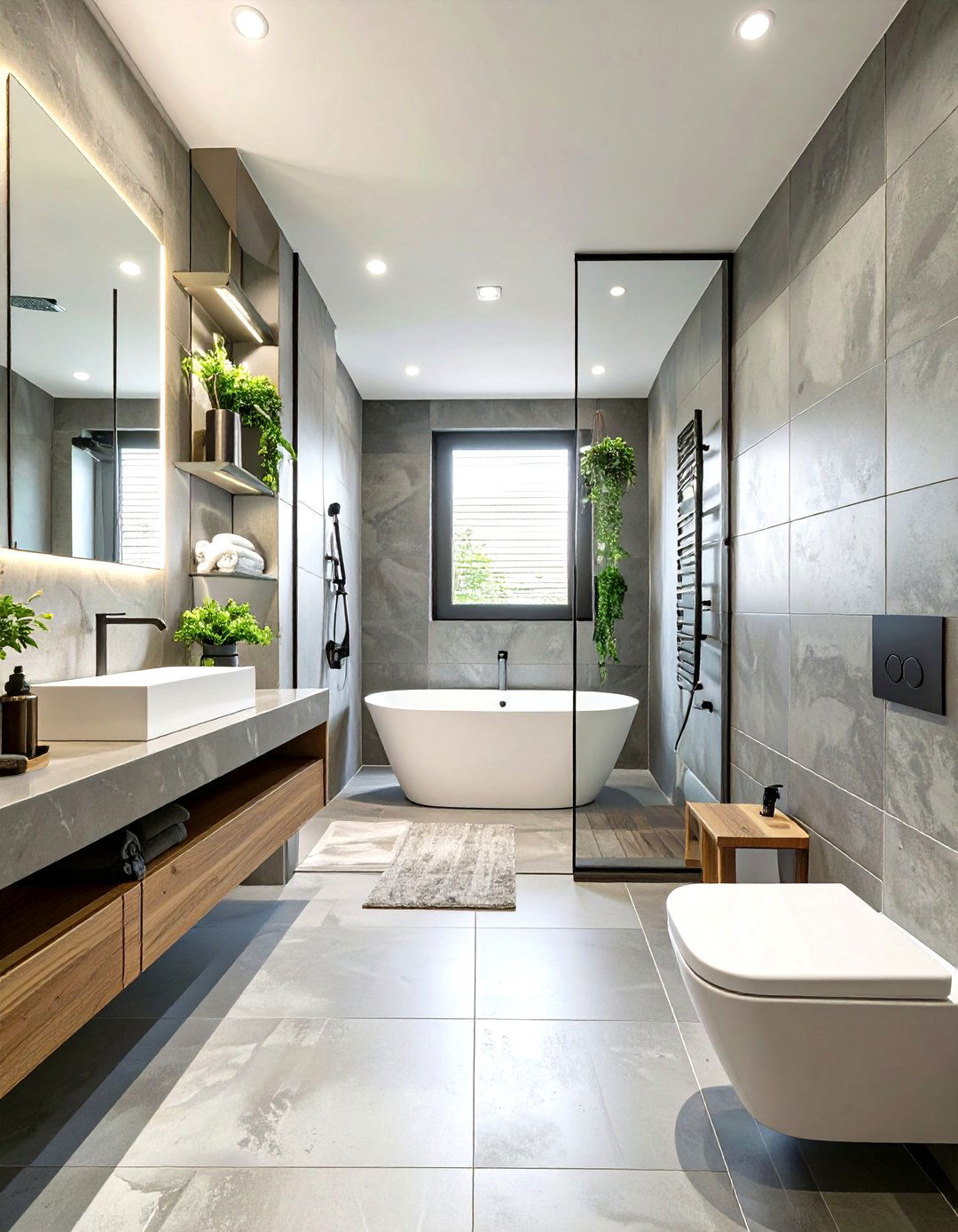 Polished Concrete Look Tiles - 30 washroom and bathroom tiles design ideas