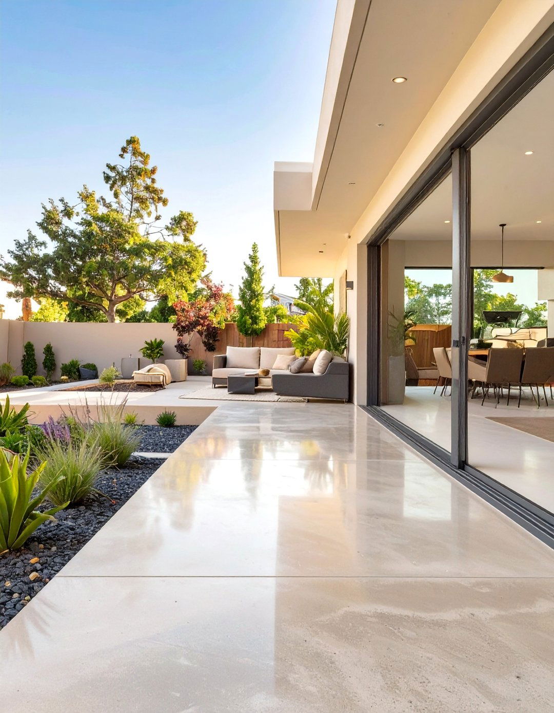 Polished Concrete Patio for a Seamless Indoor Outdoor Flow - 30 cement patio ideas