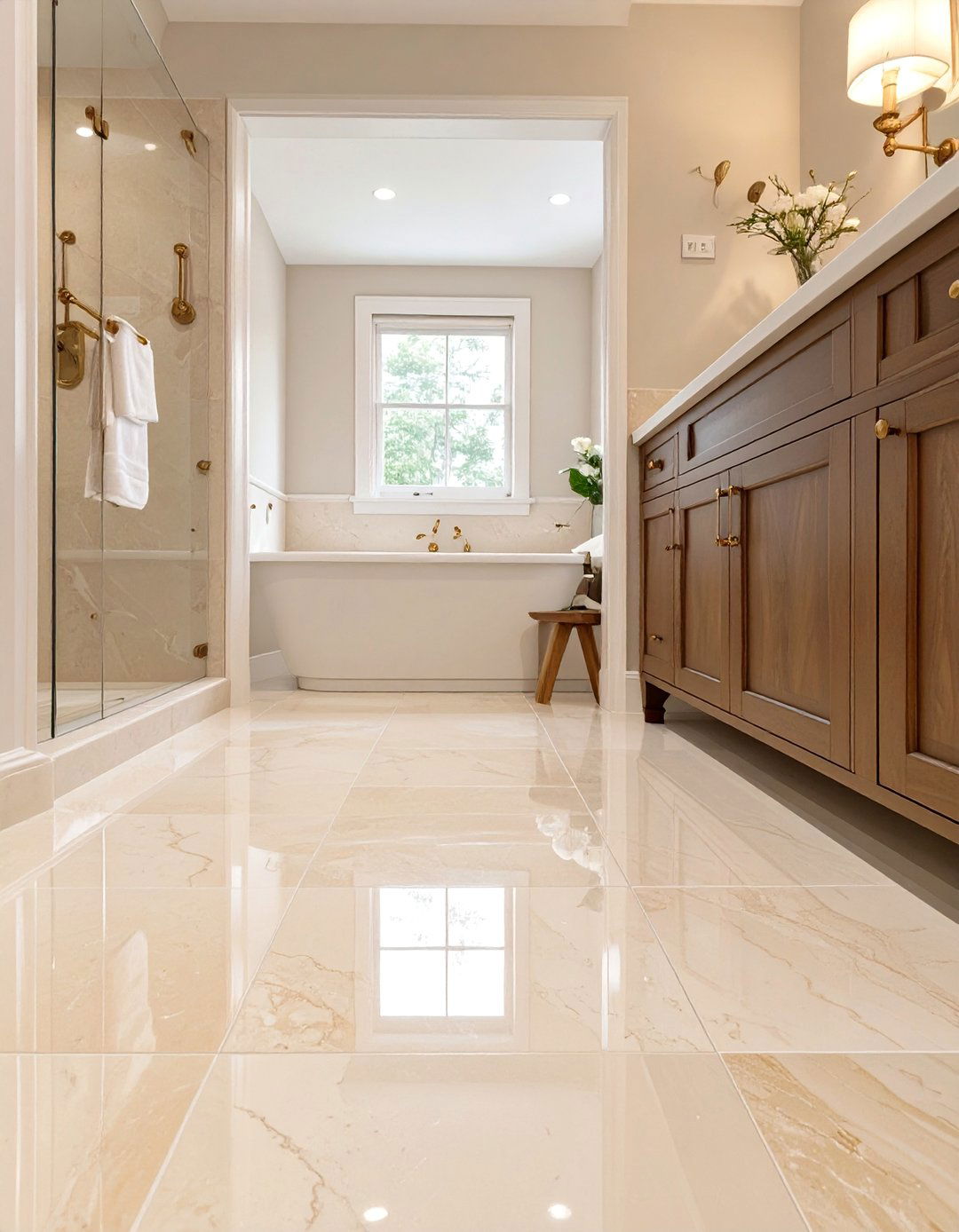 Polished Limestone Bathroom Floor Tiles - 30 bathroom floor tiles ideas