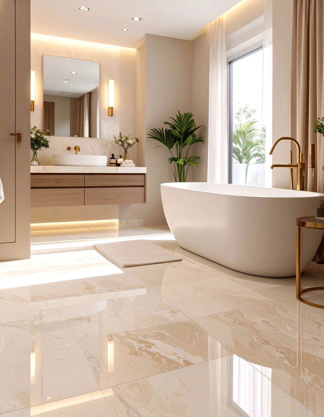 Polished Limestone Bathroom Floor - 30 bathroom floor ideas