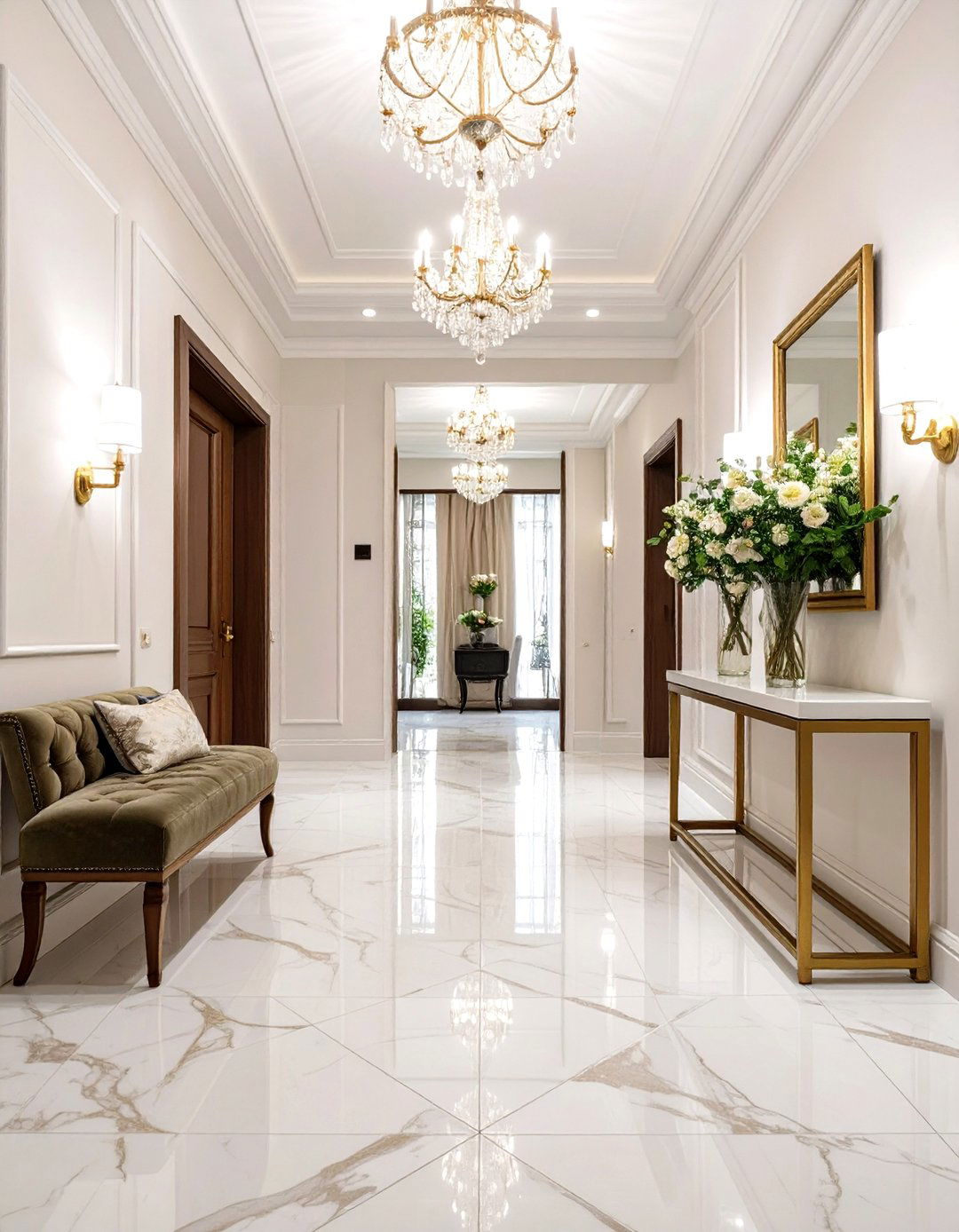 Polished Marble Look Porcelain Tile - 30 modern entryway tile ideas
