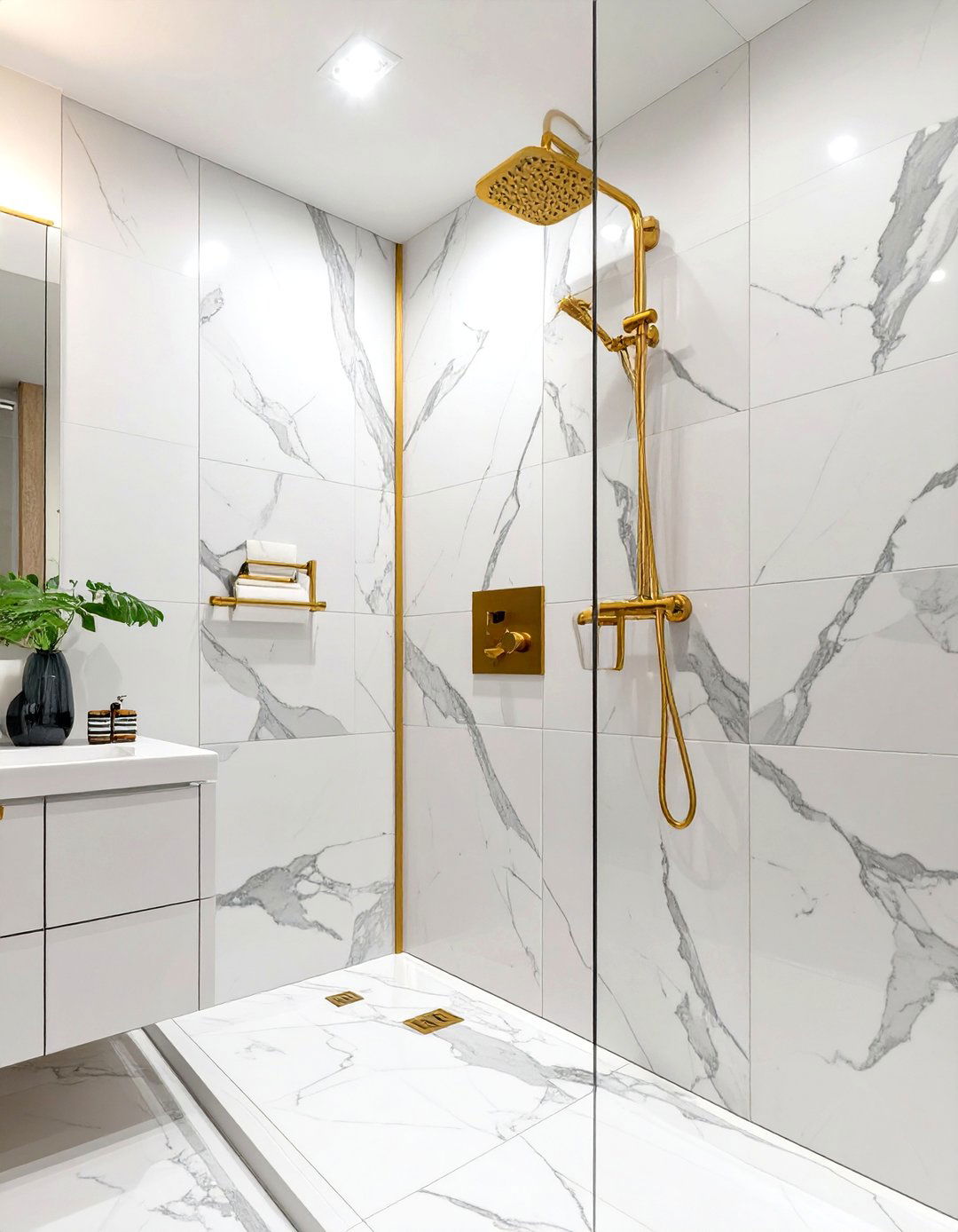 Polished Marble Shower Tile - 30 small shower tile ideas