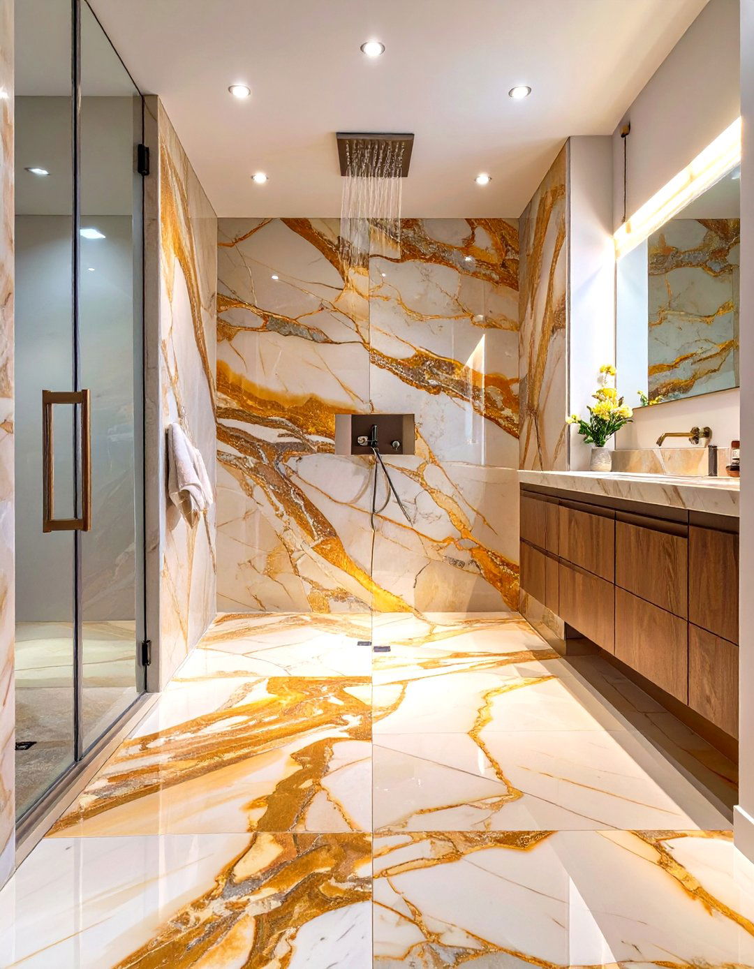 Polished Marble Slab Shower Floor - 30 shower floor ideas