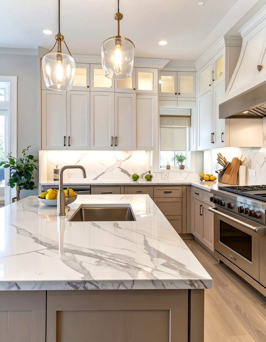 Polished Marble Tile Backsplash - 30 backsplash ideas for fantasy brown granite countertops