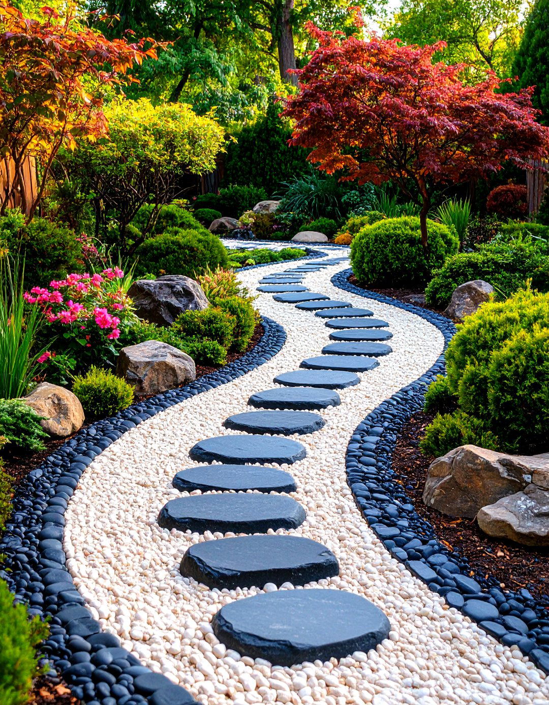 Polished Pebble Mosaic Edge - 30 landscaping border ideas