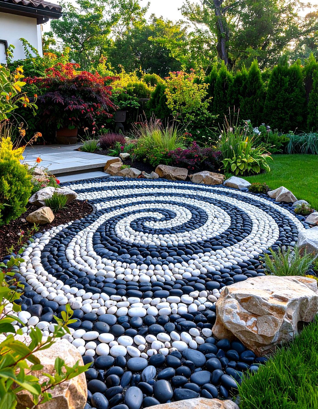 Polished Pebble Mosaic Rock Patio - 30 rock patio ideas