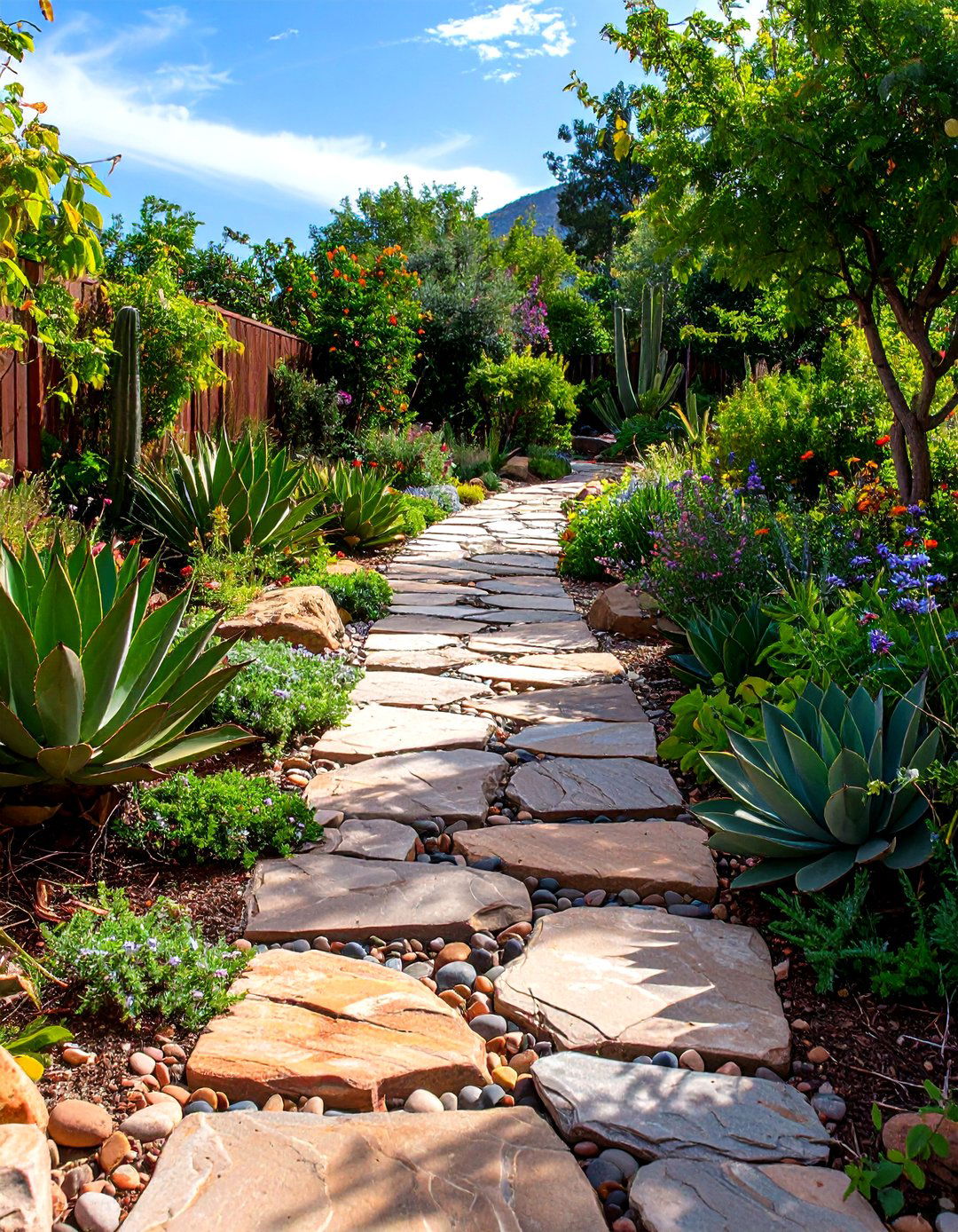 Polished River Rock Garden Path - 30 garden path ideas