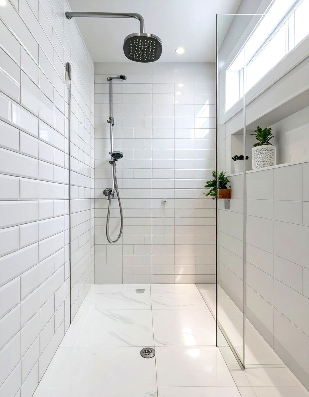Polished White Ceramic Shower Tile - 30 white shower tile ideas