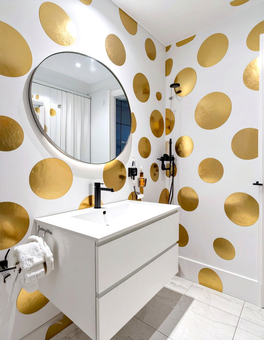 Polka Dot Half Bathroom - 30 half bathroom wallpaper ideas