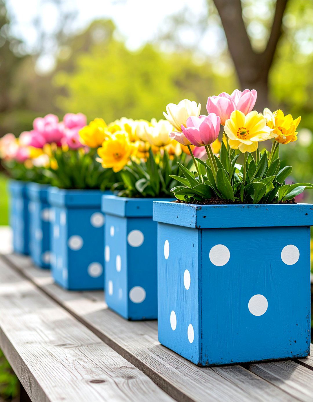 Polka Dot Painted Cinder Block Planters - 30 painted cinder block garden ideas