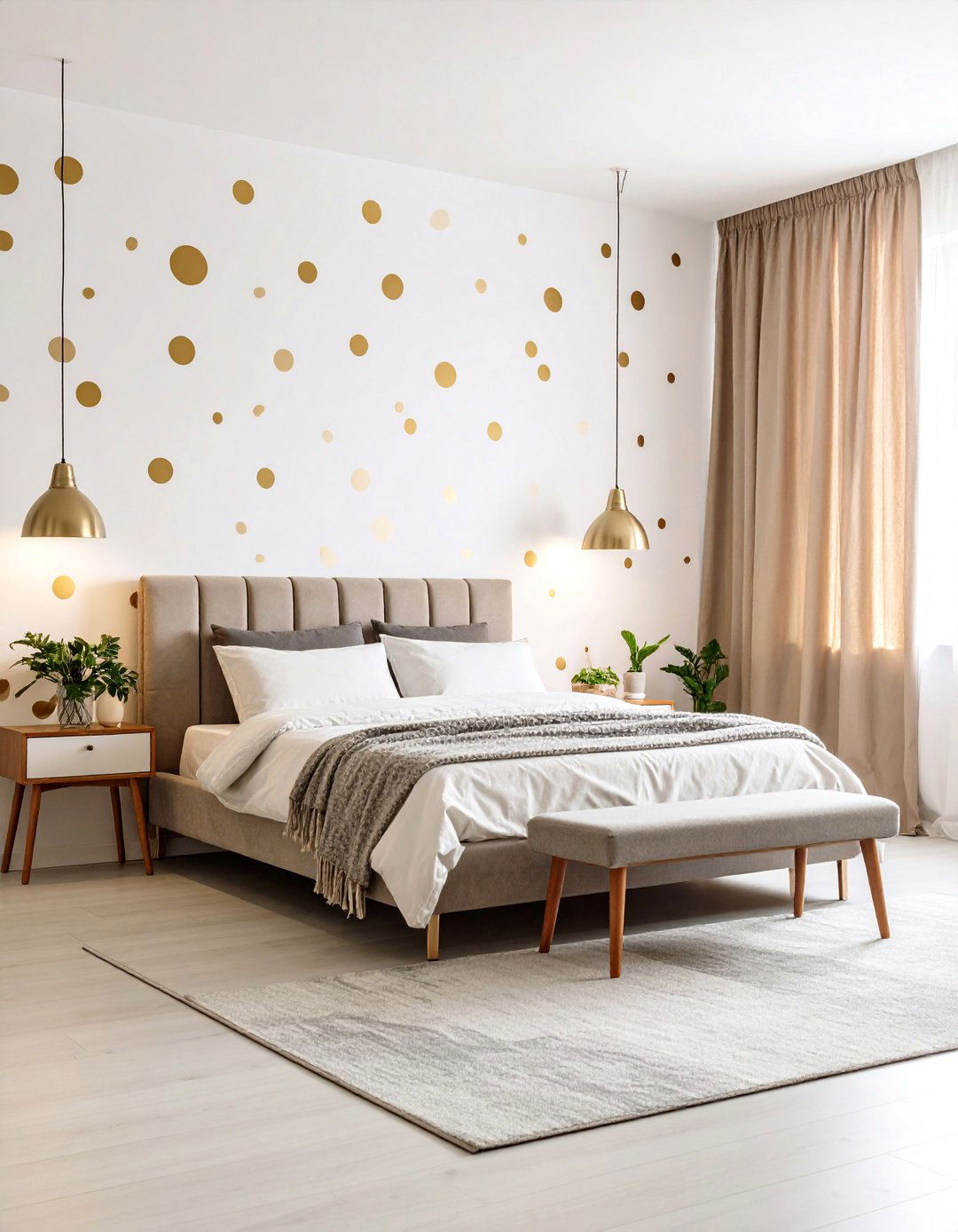 Polka Dot Patterned Bedroom
