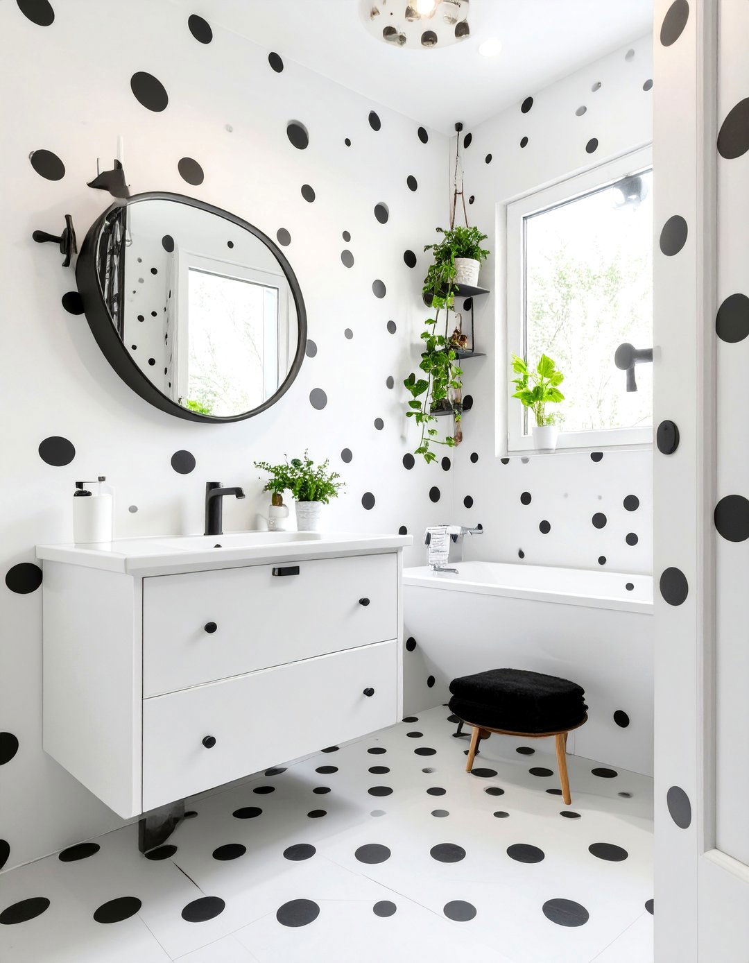 Polka Dot Playfulness Bathroom - 30 black and white small bathroom ideas