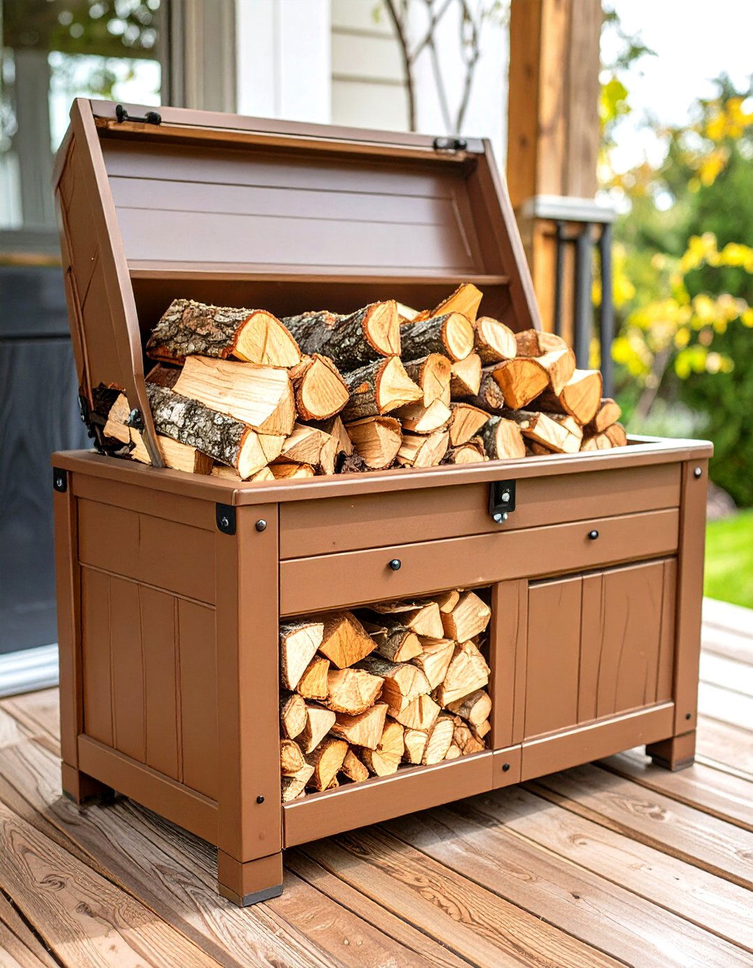 Poly Resin Deck Box for Firewood - 30 outdoor firewood storage ideas