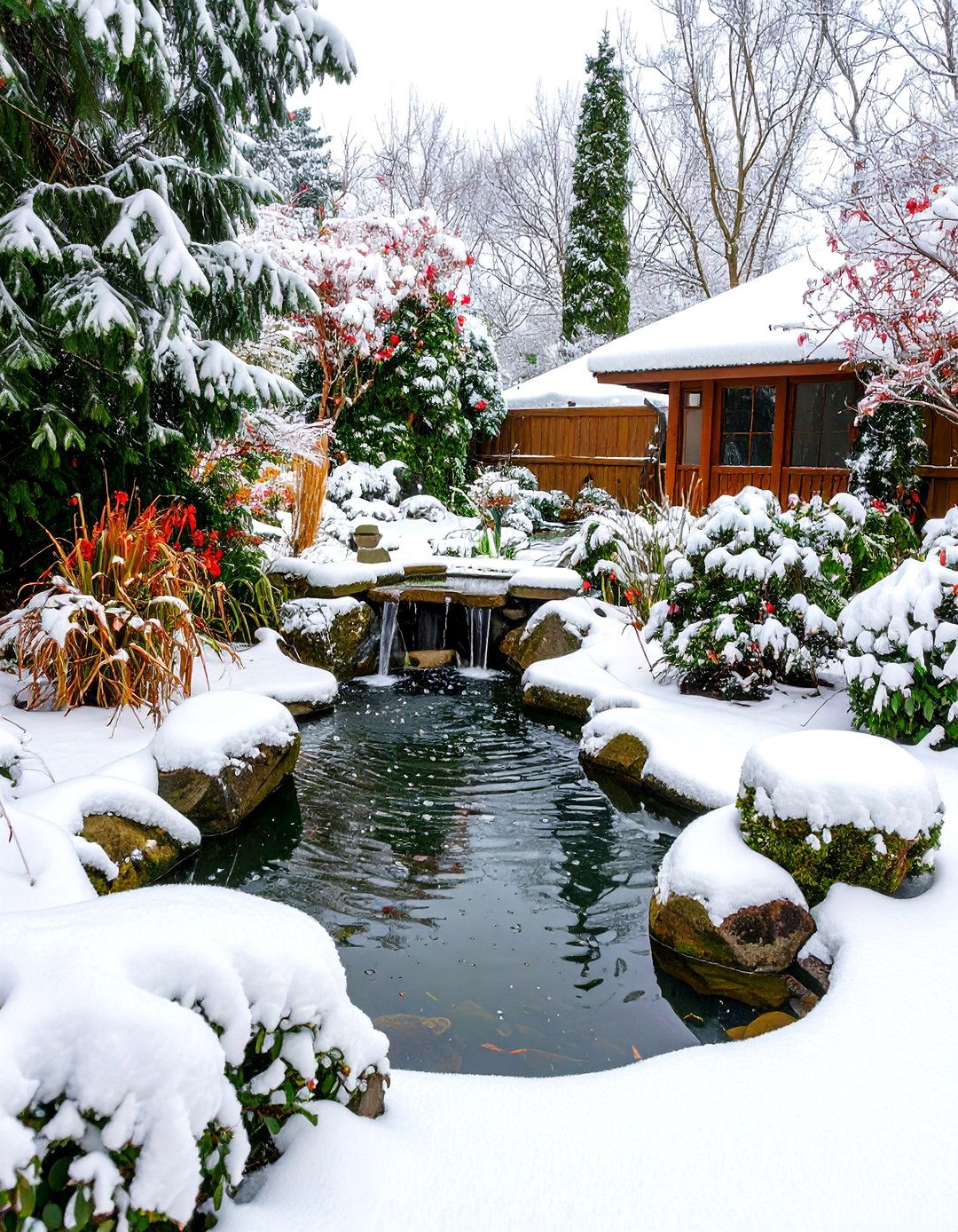 Pond Designed for Winter Interest - 30 pond landscaping ideas