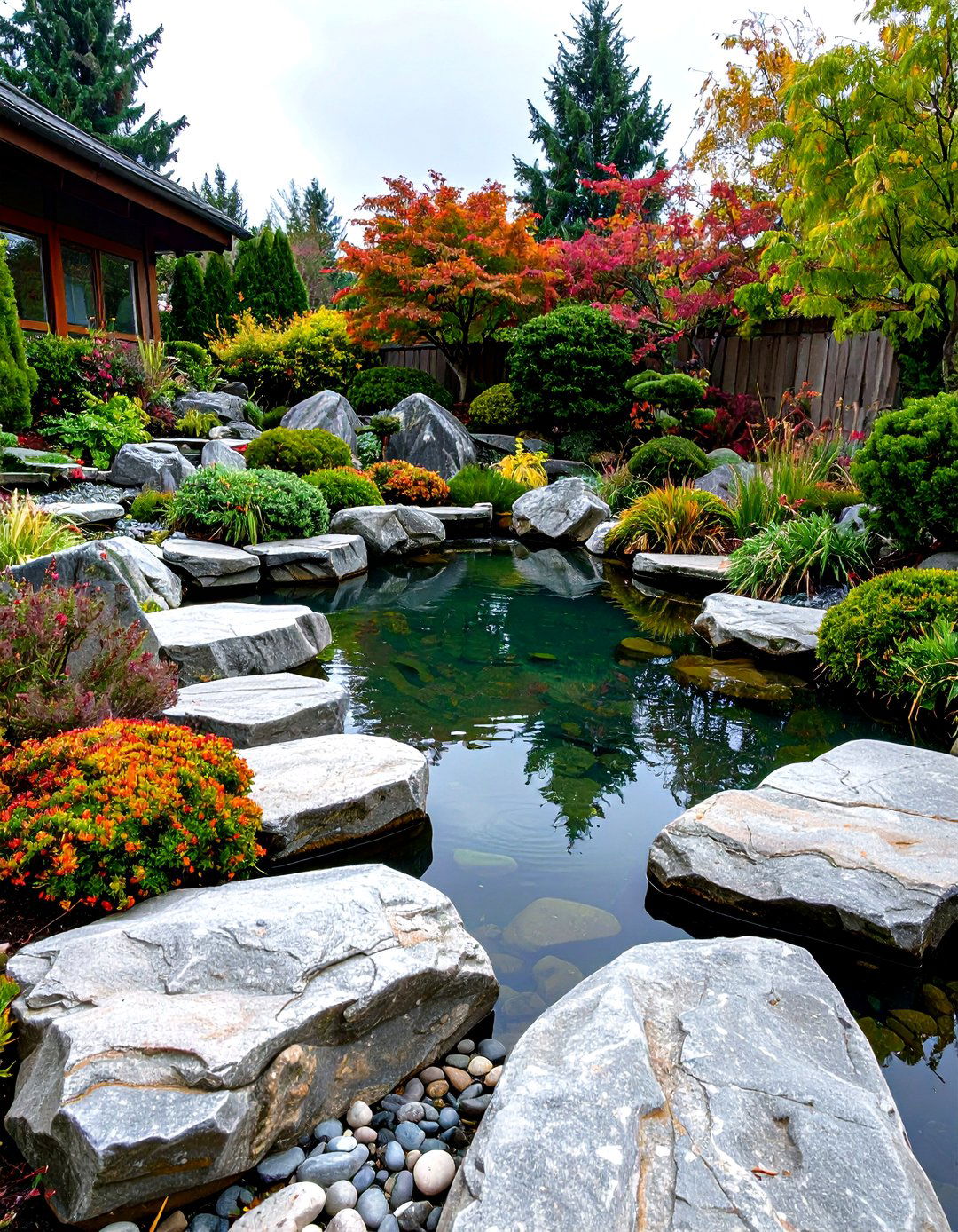 Pond Surrounded by a Rock Garden - 30 pond landscaping ideas