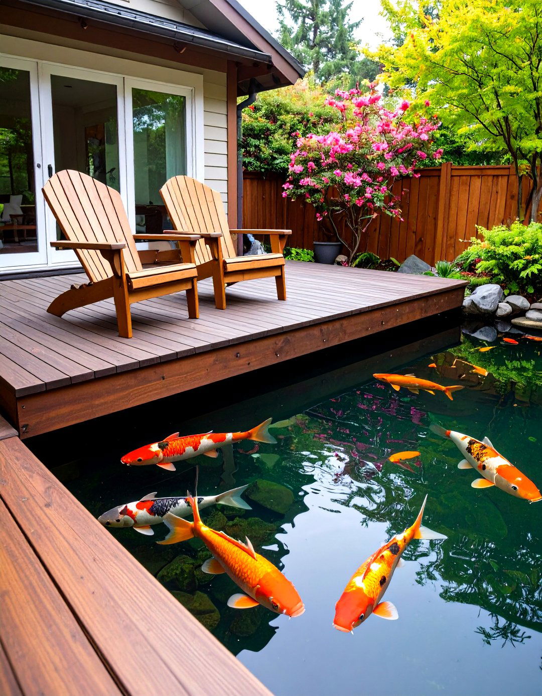 Pond with an Integrated Viewing Deck - 30 pond landscaping ideas