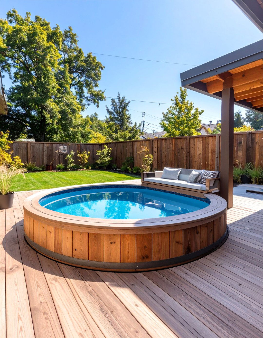 Pool Deck with Built in Storage - 30 backyard stock tank pool ideas