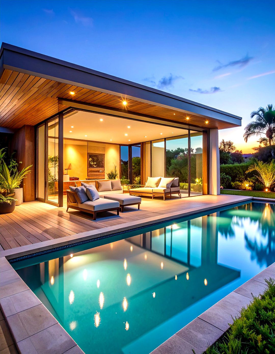 Pool House with a Changing Room - 30 pool landscape ideas