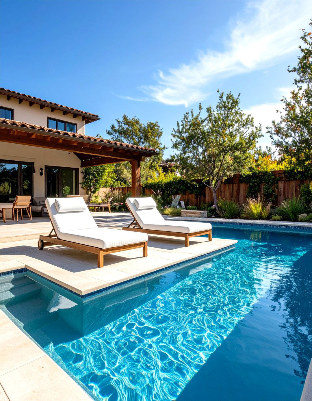 Pool Patio with Baja Shelf - 30 pool patio ideas
