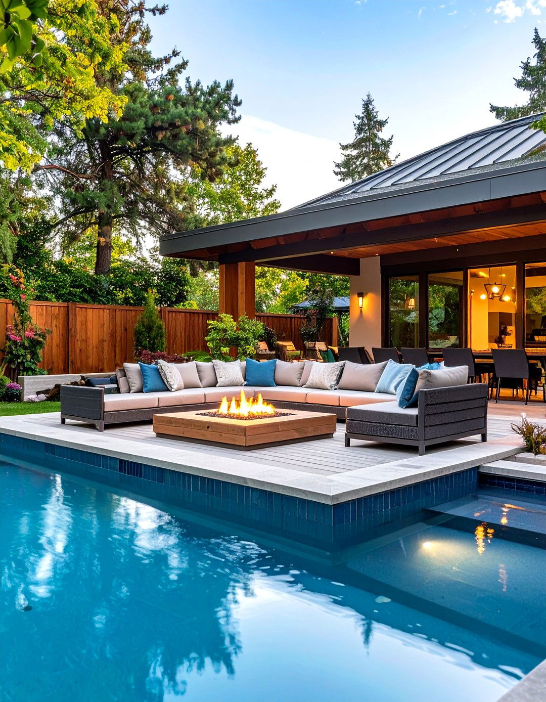 Pool Patio with Sunken Lounge Area - 30 pool patio ideas
