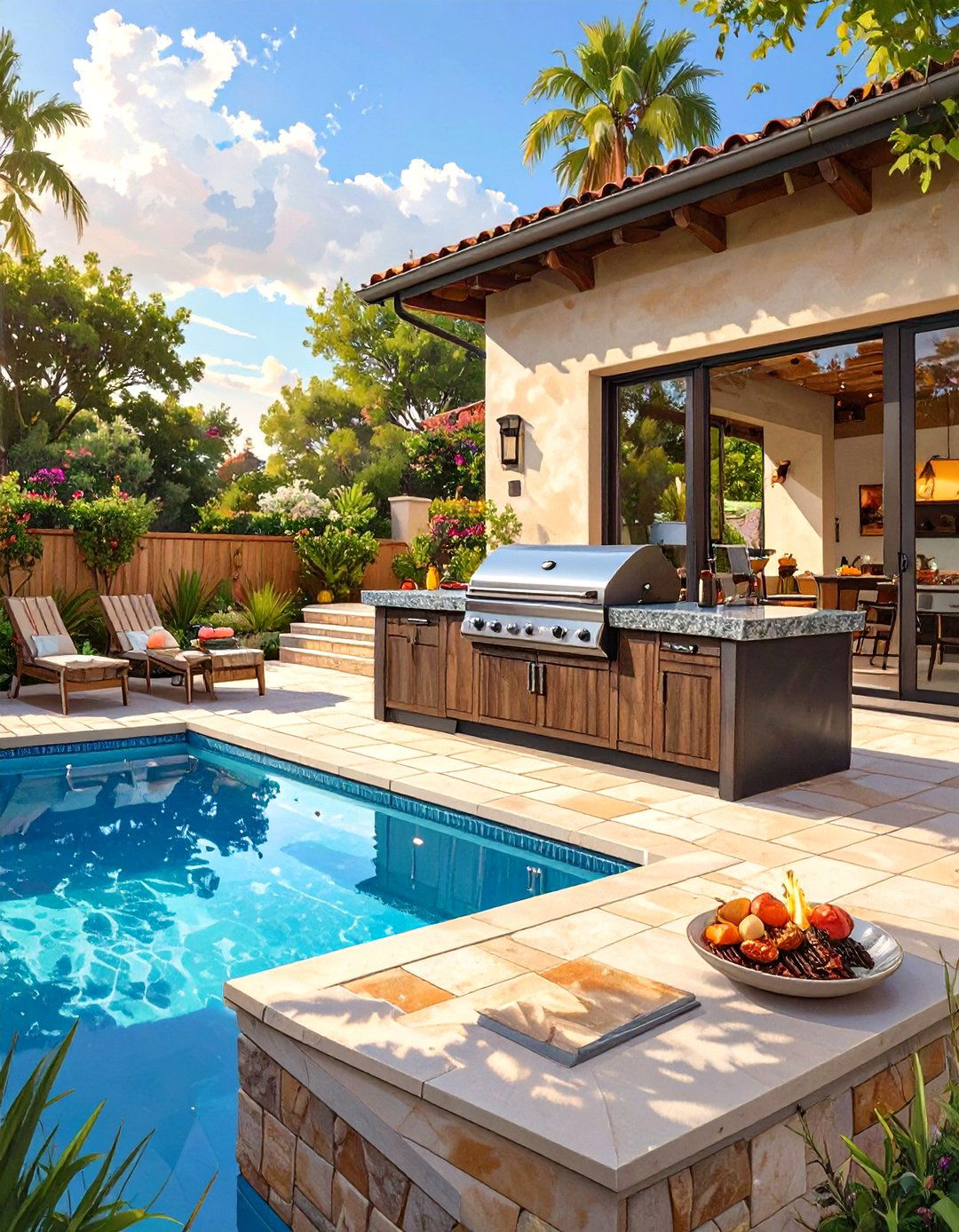 Poolside BBQ and Entertainment Zone - 30 outdoor bbq ideas