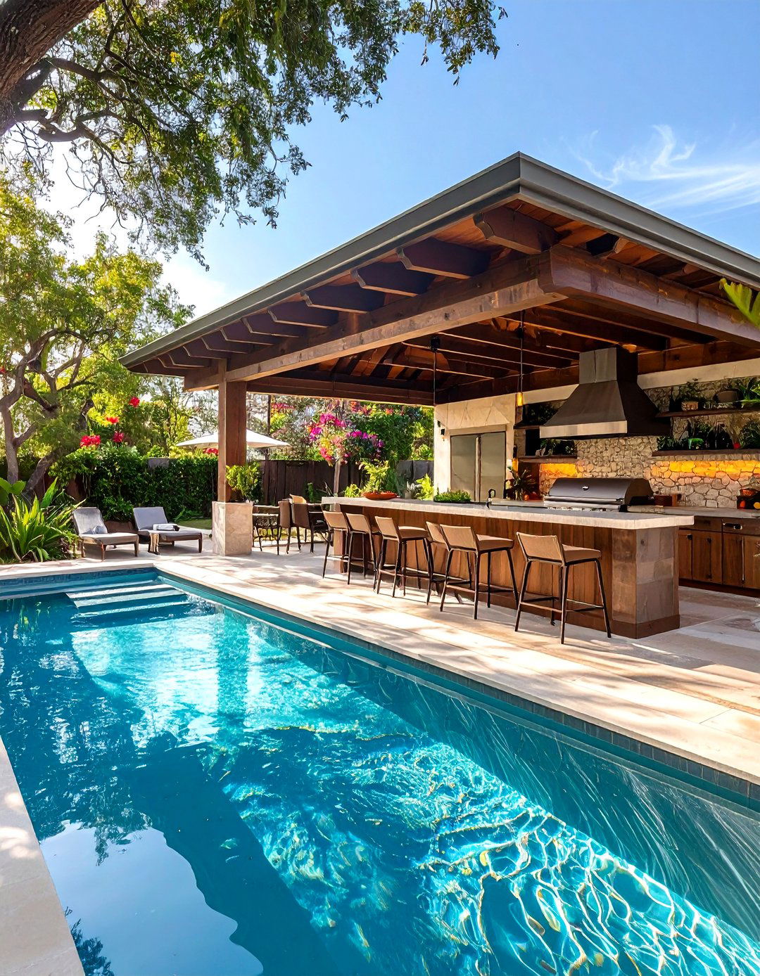 Poolside Cabana BBQ Kitchen - 30 backyard bbq ideas