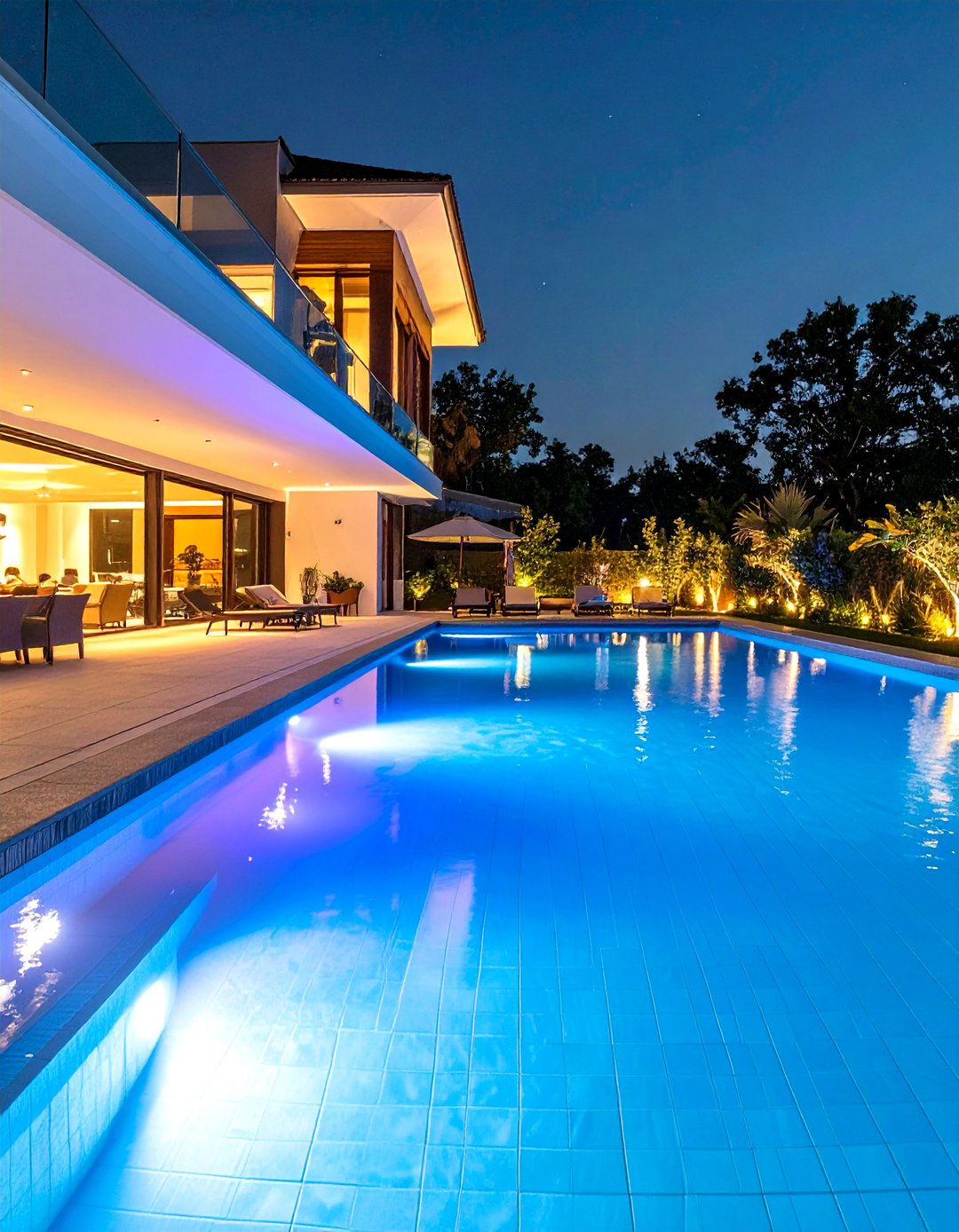 Poolside Glow With Underwater LEDs - 30 outdoor light ideas