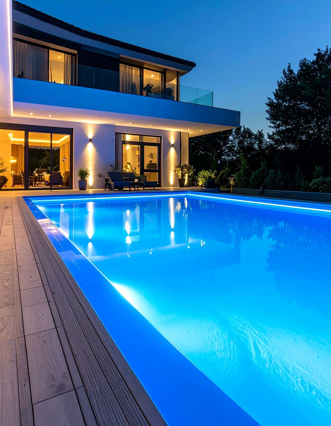 Poolside Oasis with LED Strips - 30 outdoor  lights ideas
