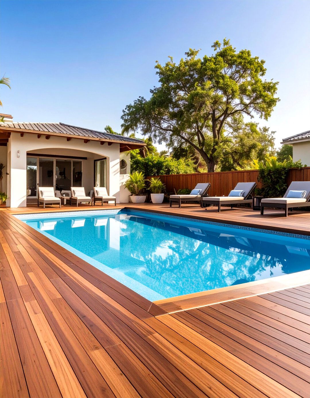 Poolside Wooden Deck for Lounging - 30 wooden deck ideas