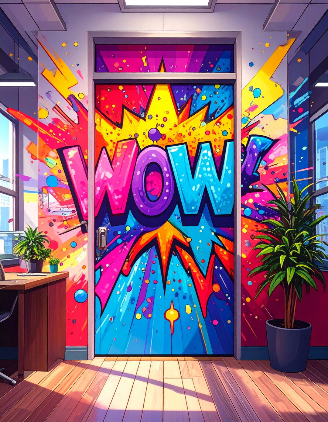 Pop Art Door Creation - 30 office door decoration ideas