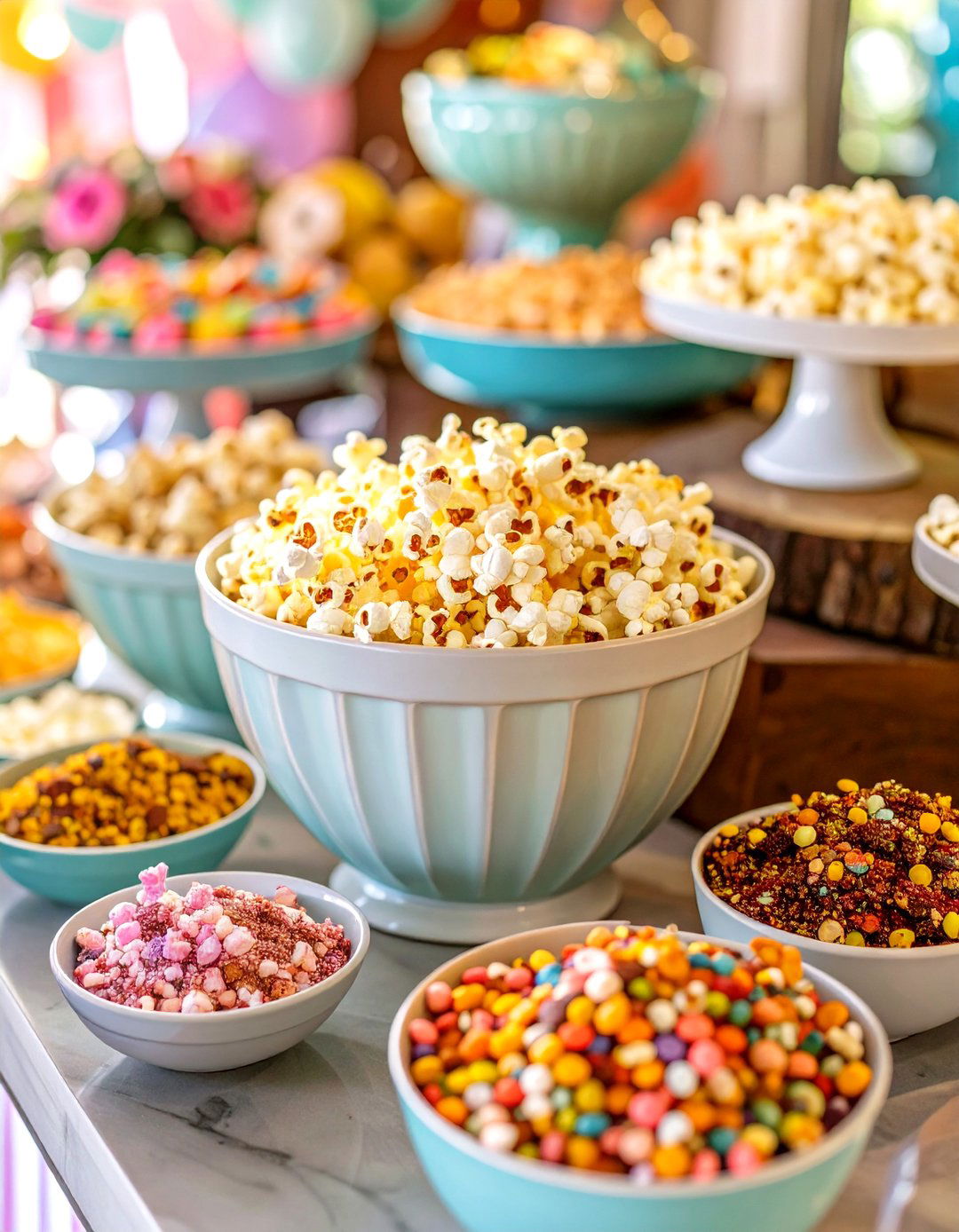 Popcorn Bar - 30 baby shower snack ideas
