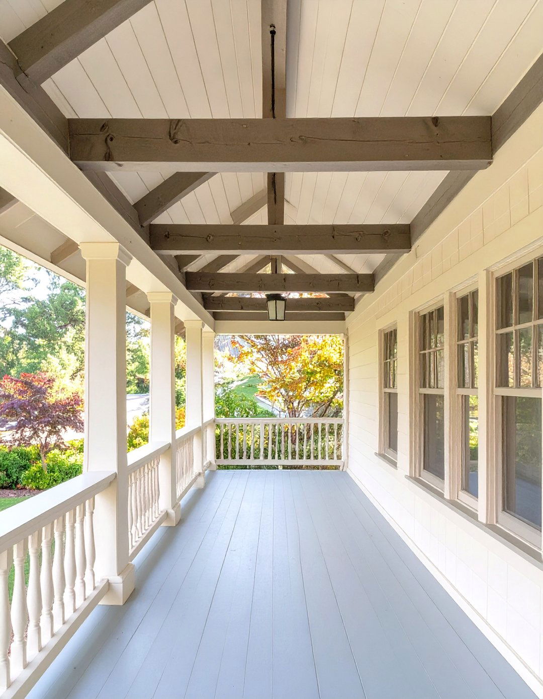 Porch Ceiling with Exposed Wood Rafters - 30 wood front porch ideas