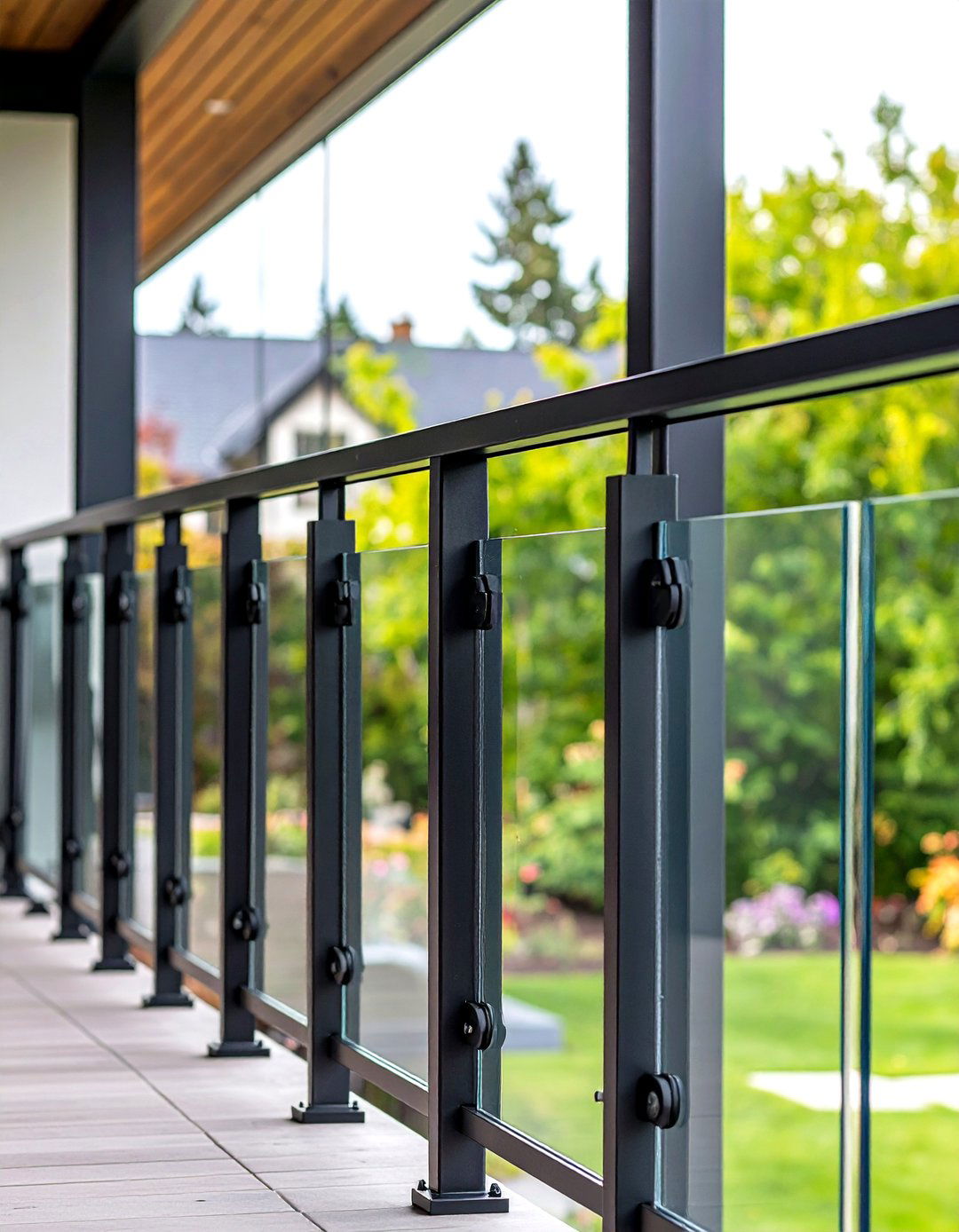Porch Posts with Glass Panel Railing - 30 porch post ideas