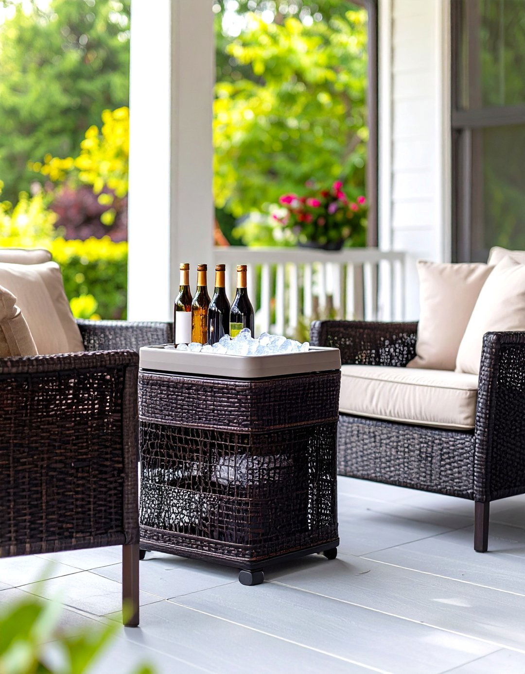 Porch Side Table with a Built In Cooler - 30 porch furniture ideas