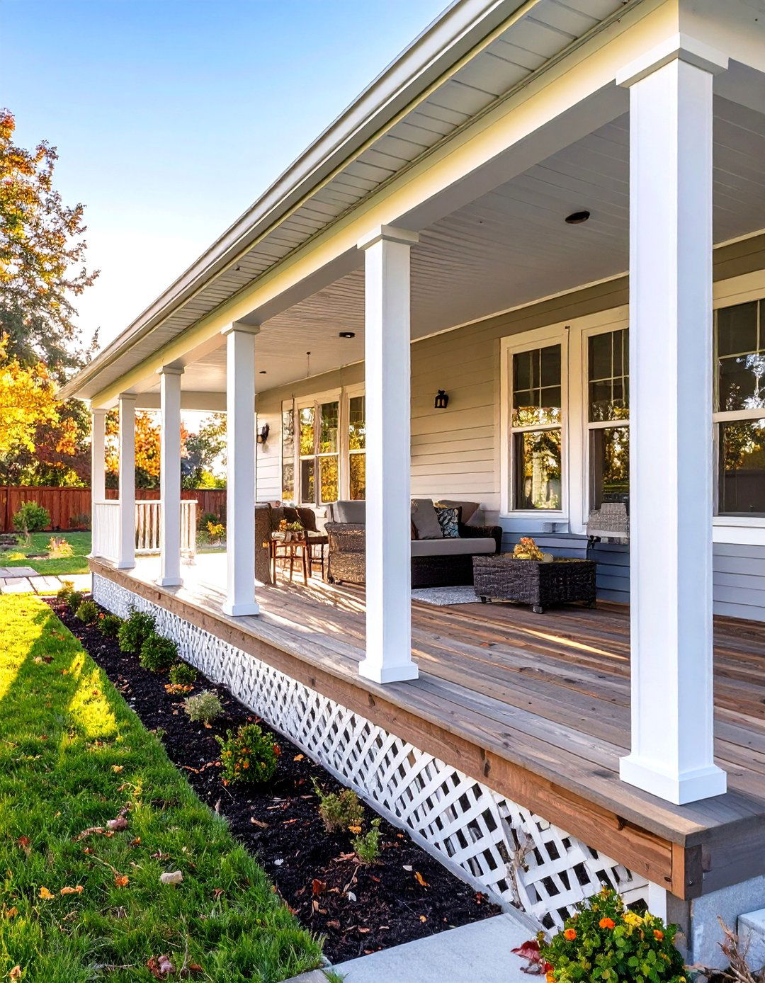 Porch Skirting with Lattice Panels - 30 single wide mobile home porch ideas