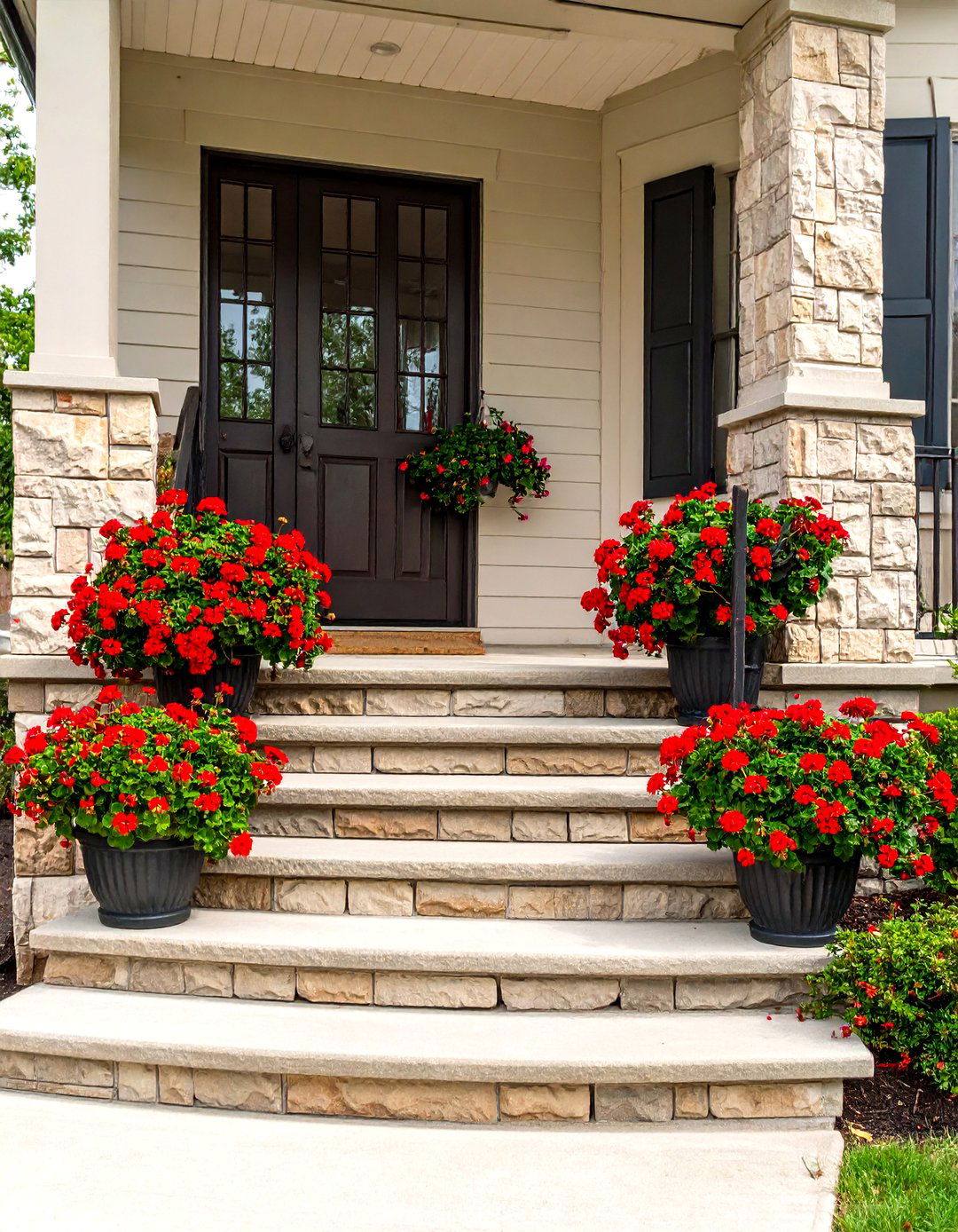 Porch Steps with Integrated Planters - 30 porch steps ideas